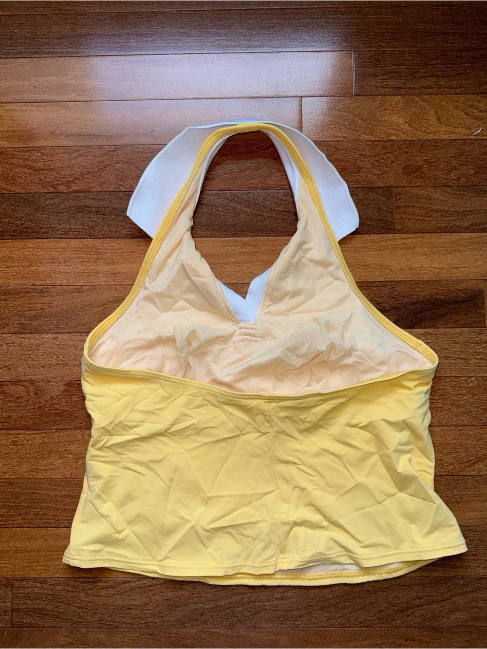 Lands' End Yellow Halter Swim Top with White Collar